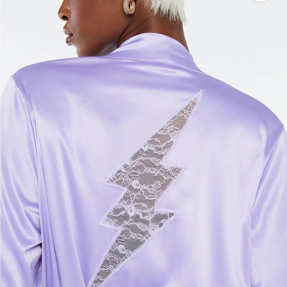 Savage X Fenty CLF Satin Robe with Lightning Bolt - Picture 7 of 10
